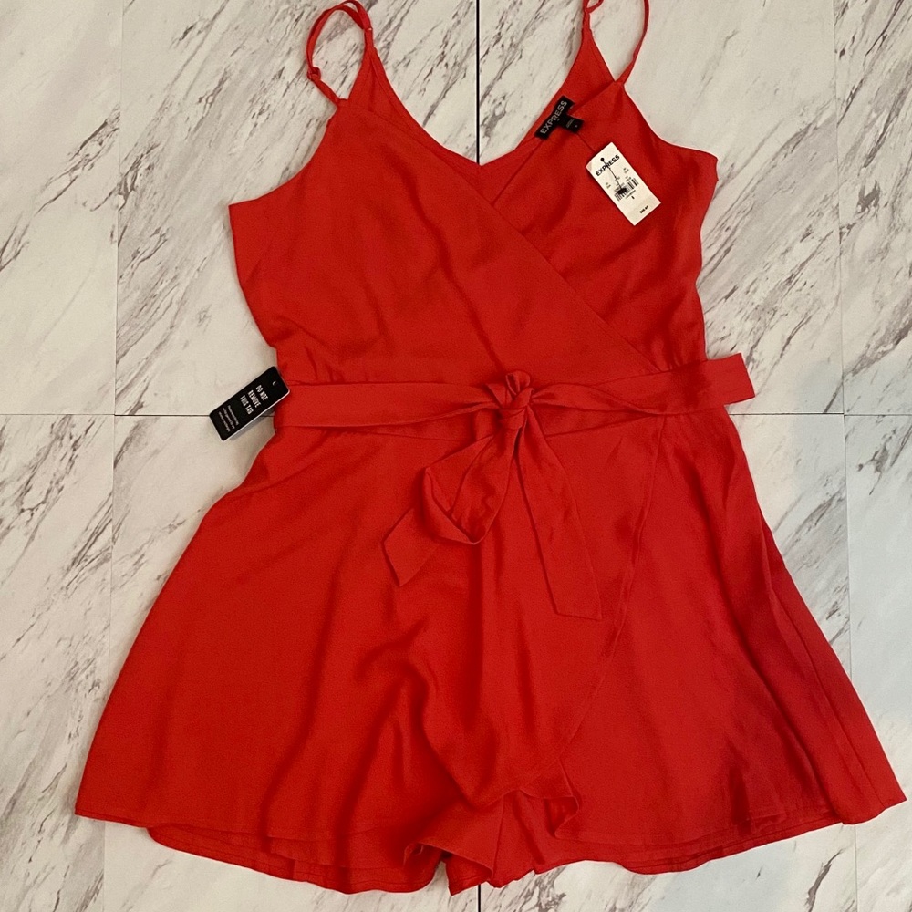 **Brand New** Express Romper Dress w/tie waist - Picture 5 of 9